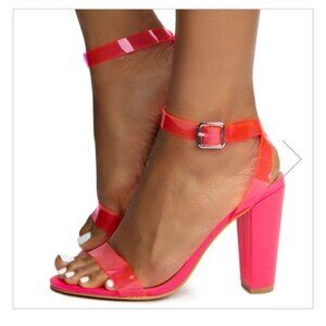 Bamboo Mania-41 One Band Heels Neon Pink Size 8